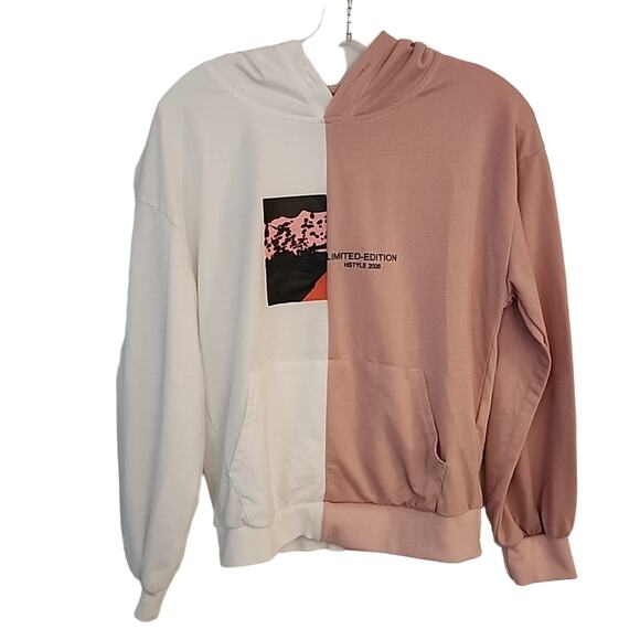 Shein Pink/White Colorblock Hoodie, M - Picture 1 of 6